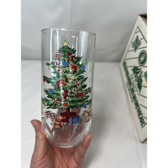 Luminarc Christmas Tree Drinking Glasses VINTAGE holiday tumblers Set of 12 NOS - Picture 4 of 9